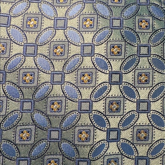 CM Gold Series Extra Long Green/Blue/Gold Silk Tie - Picture 10 of 10